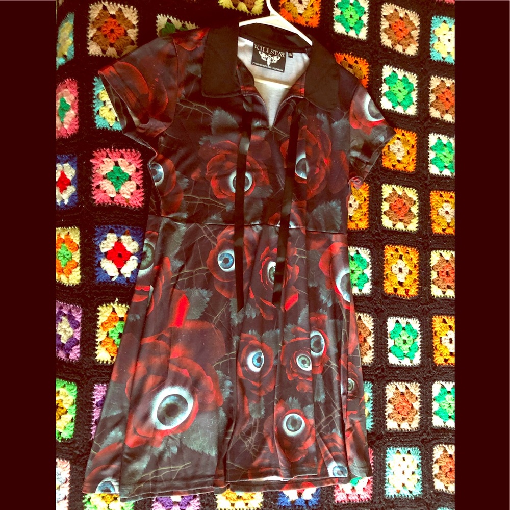 Killstar Eyeball Rose Skater Dress NWOT